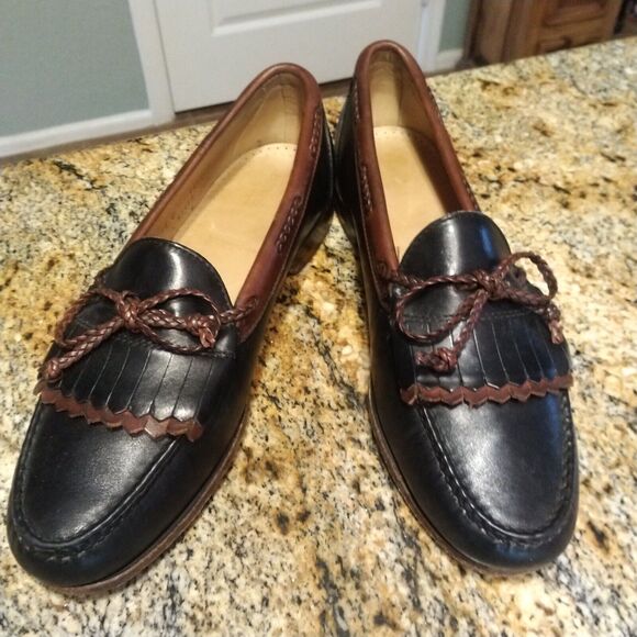 Allen Edmonds Men’s Woodstock Shoes Black Brown Tassels Leather Loafers Sz 11 C - Picture 3 of 14